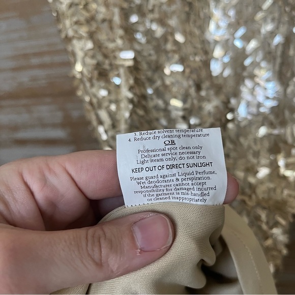 Rachel Gilbert Gold Sequin Dress Sheath Event Cocktail Wedding Formal Womens S - Picture 6 of 7